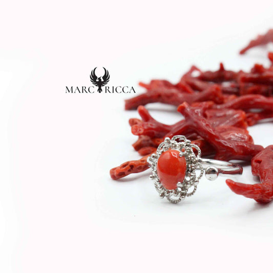 Bague Argent Corail Ornée