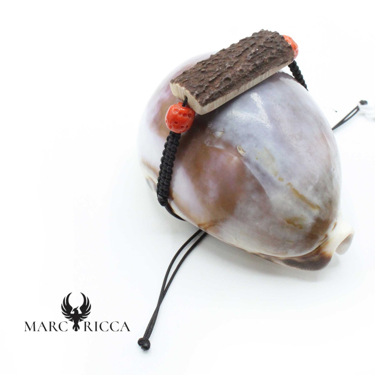 Bracelet Cordon Bois de cerf & Corail
