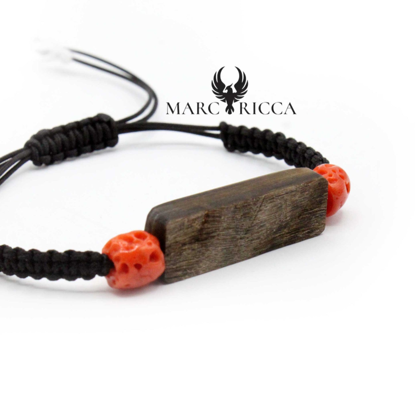 Bracelet Cordon Corne de Bélier & Corail