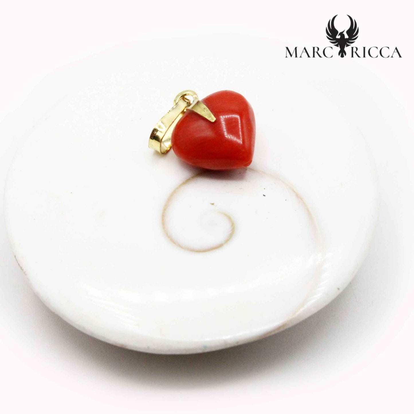 Pendentif Or Cœur Corail Tigé 18 Carats