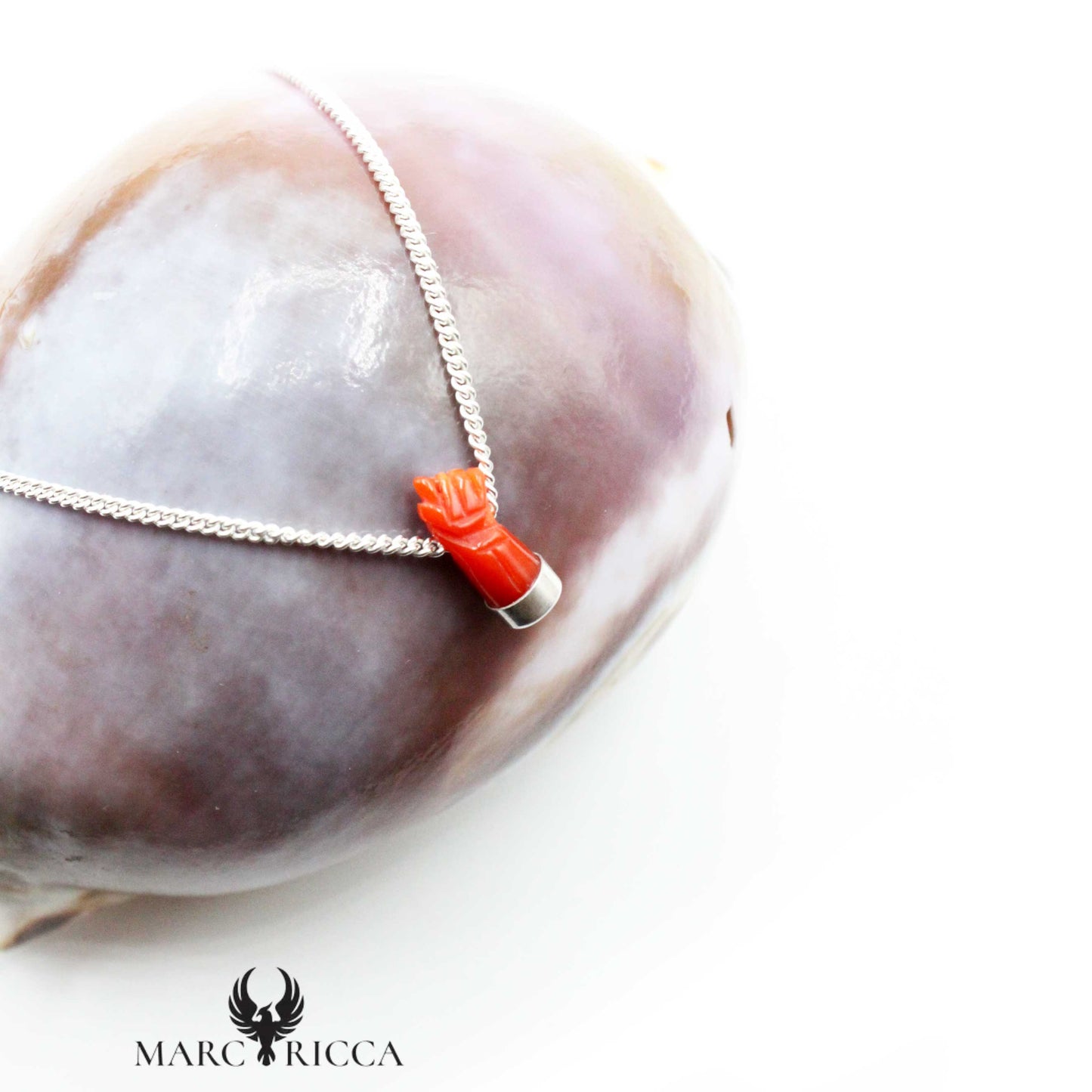 Collier Argent Corail Rouge