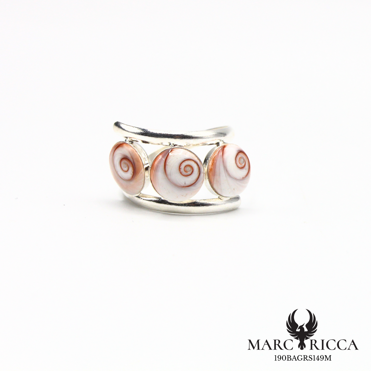 Bague en vermeil ou argent avec trois yeux de Sainte Lucie