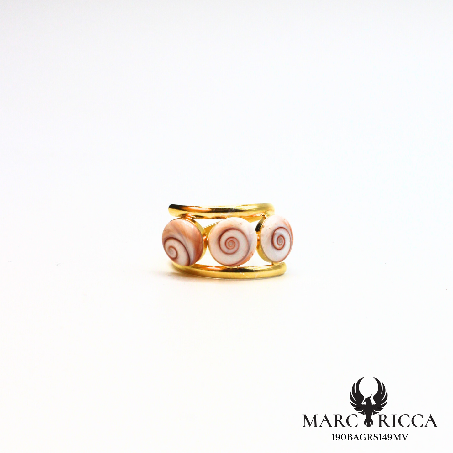 Bague en vermeil ou argent avec trois yeux de Sainte Lucie