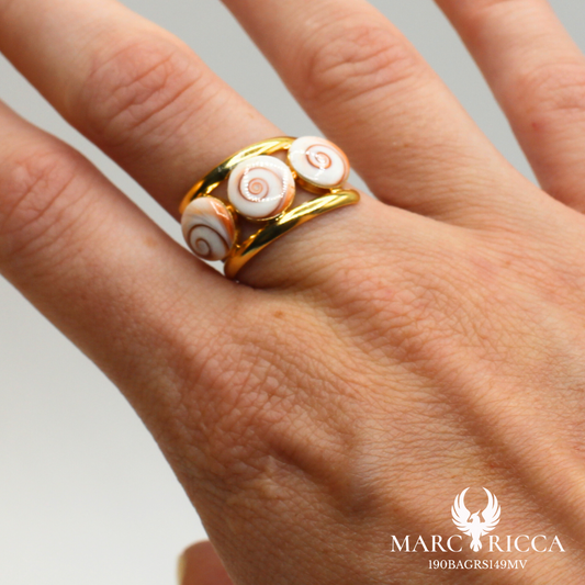 Bague en vermeil ou argent avec trois yeux de Sainte Lucie