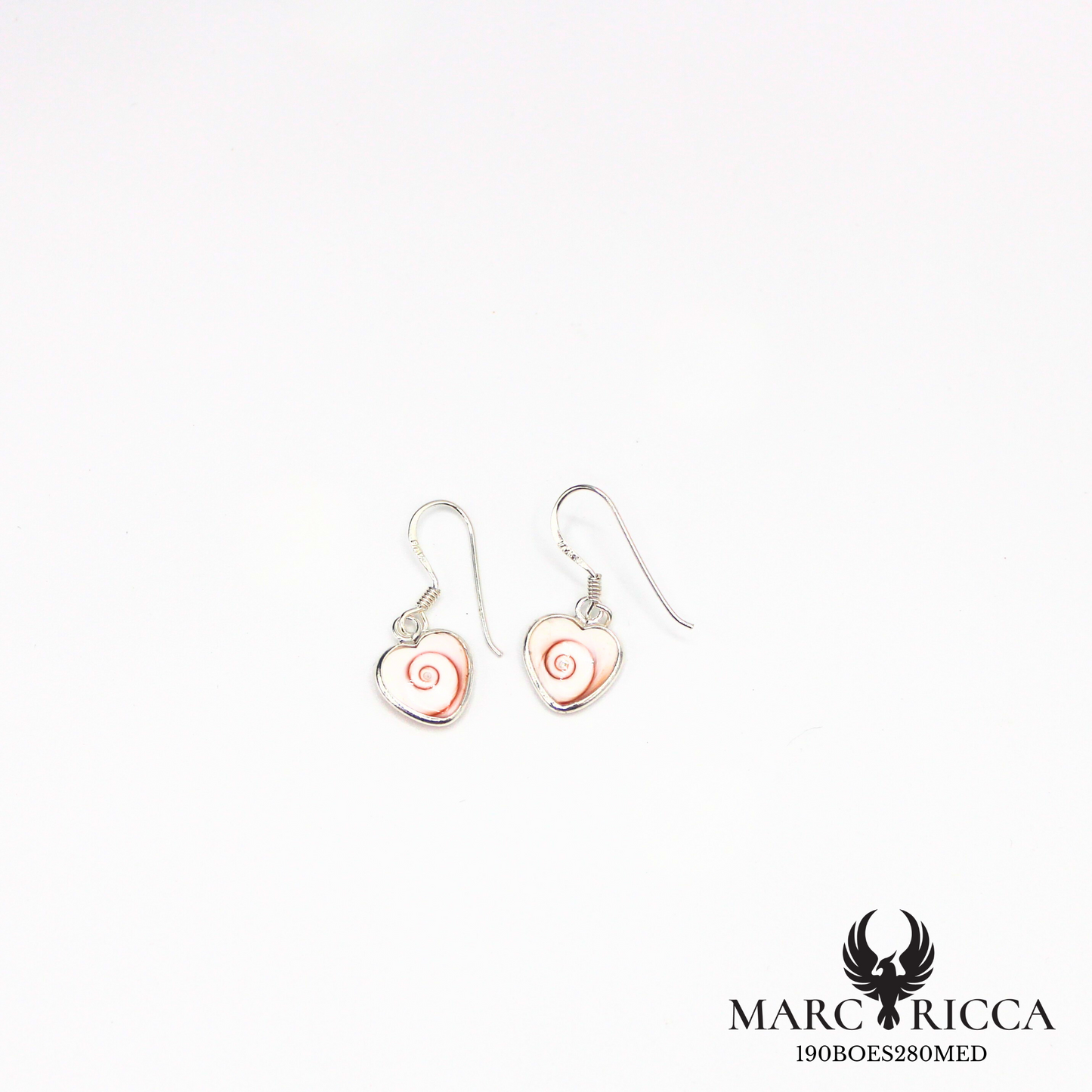 Boucles d'oreilles cœur avec œil de Sainte Lucie en argent ou vermeil