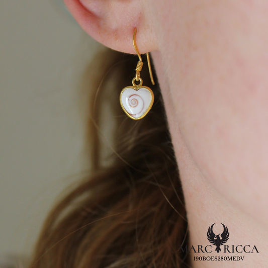 Boucles d'oreilles cœur avec œil de Sainte Lucie en argent ou vermeil