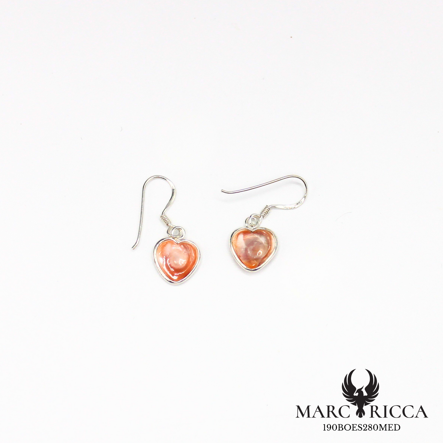 Boucles d'oreilles cœur avec œil de Sainte Lucie en argent ou vermeil