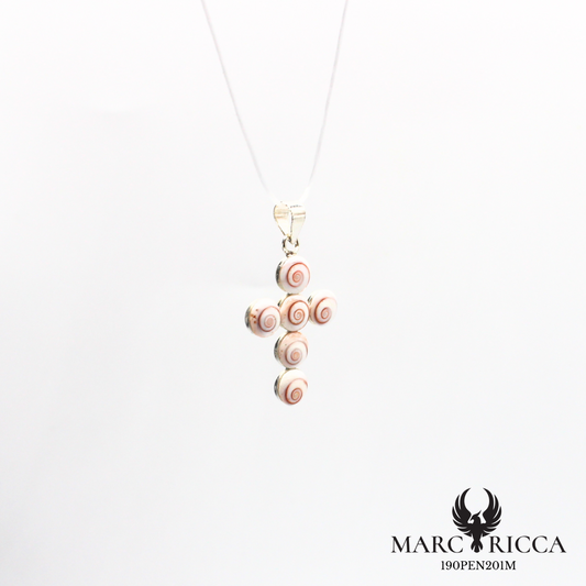 Pendentif croix en vermeil ou argent avec 6 yeux de Sainte Lucie