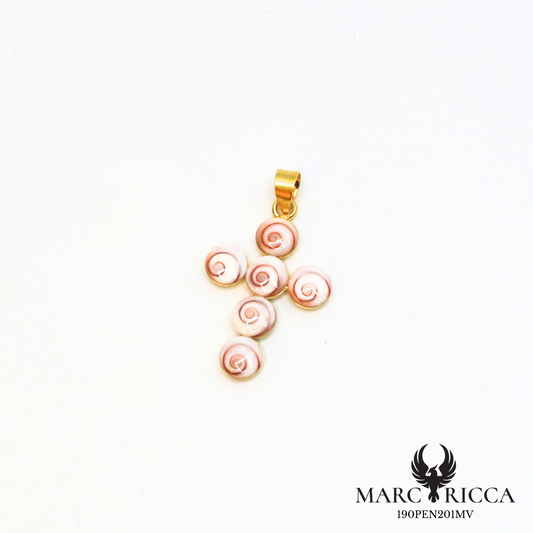 Pendentif croix en vermeil ou argent avec 6 yeux de Sainte Lucie