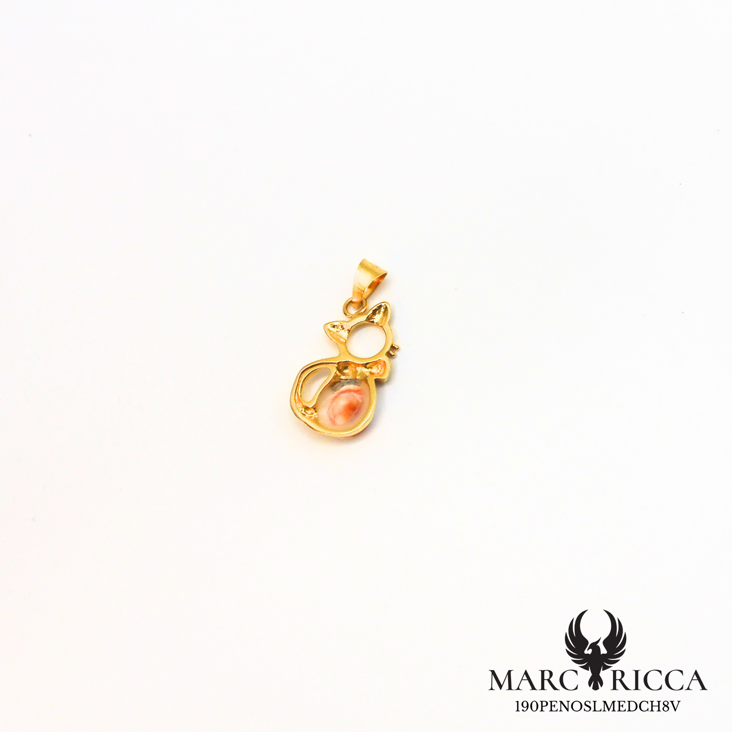 Pendentif chat avec œil de Sainte Lucie en argent ou vermeil