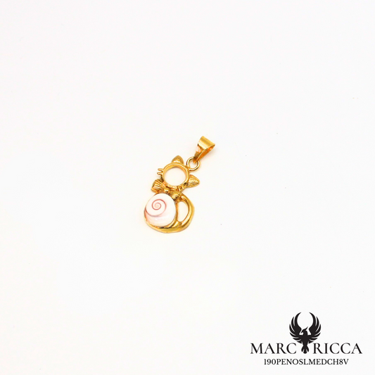 Pendentif chat avec œil de Sainte Lucie en argent ou vermeil