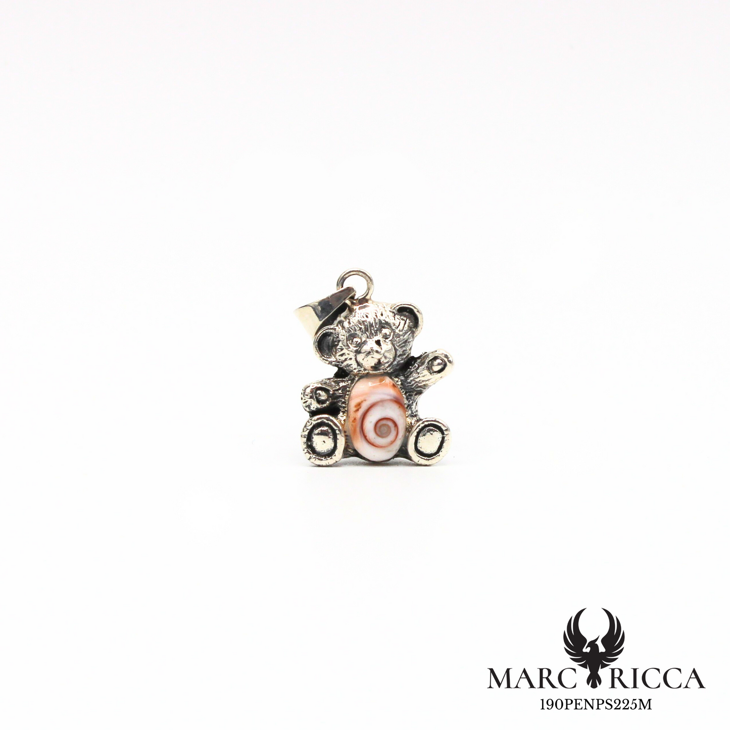 Pendentif ourson avec œil de Sainte-Lucie en argent ou vermeil