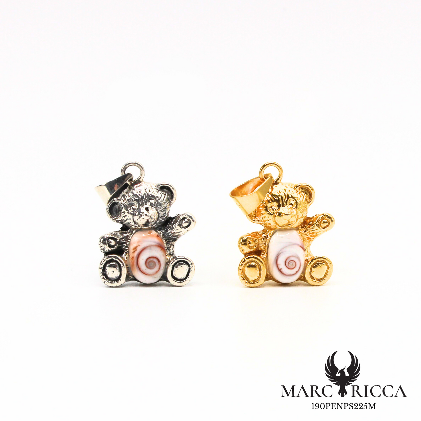 Pendentif ourson avec œil de Sainte-Lucie en argent ou vermeil