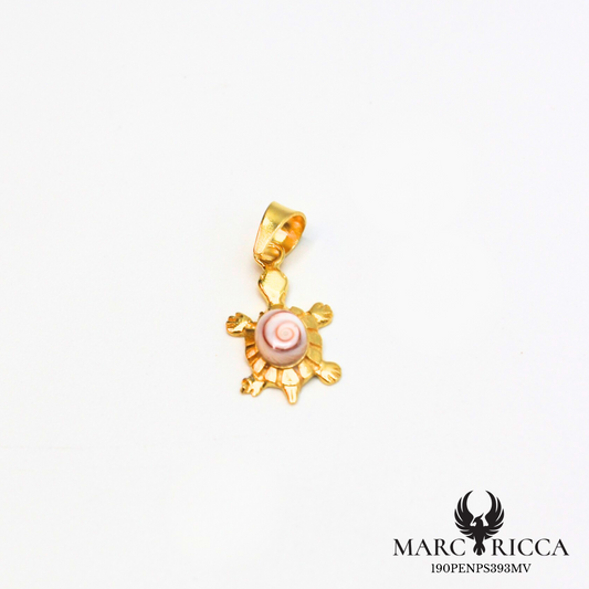 Pendentif tortue avec œil de Sainte Lucie en argent