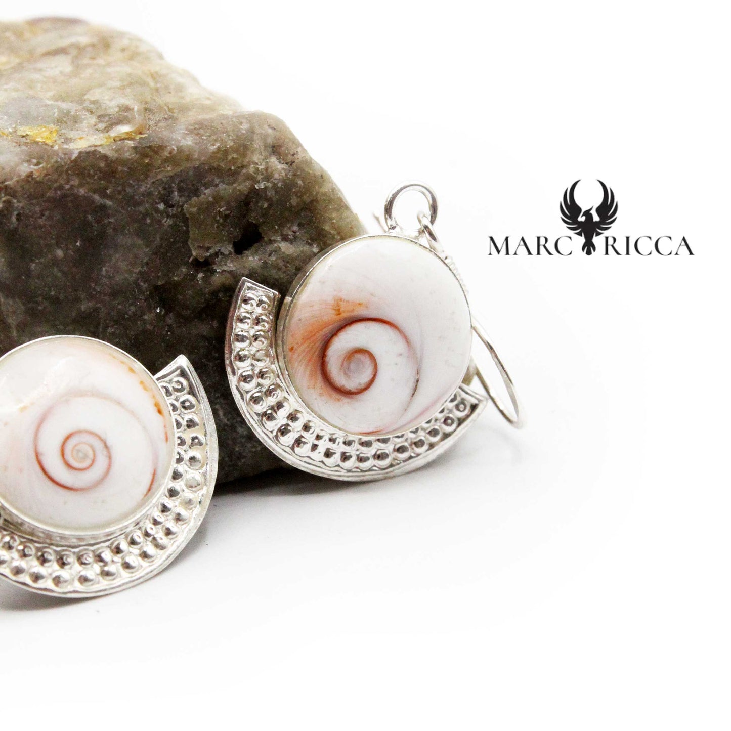 Boucles Argent Œil de St-Lucie Demi-cercles