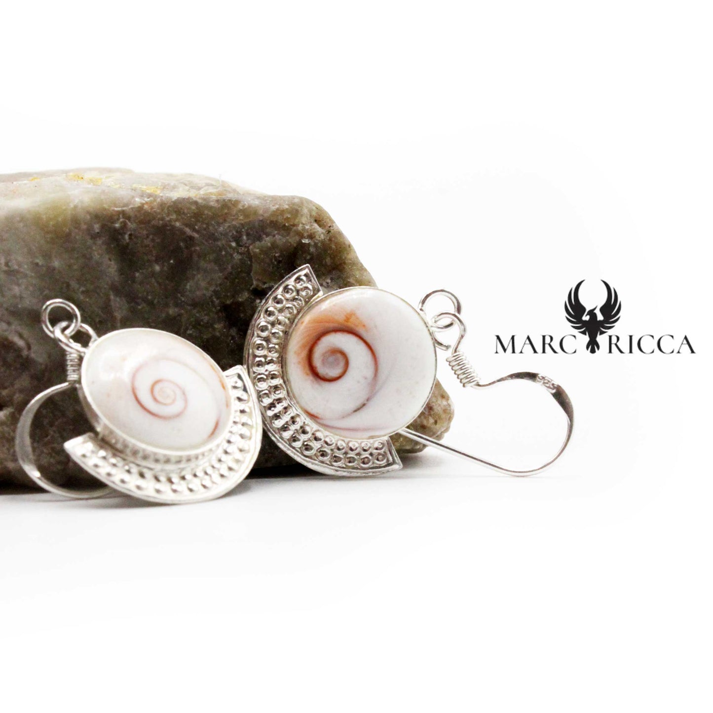 Boucles Argent Œil de St-Lucie Demi-cercles