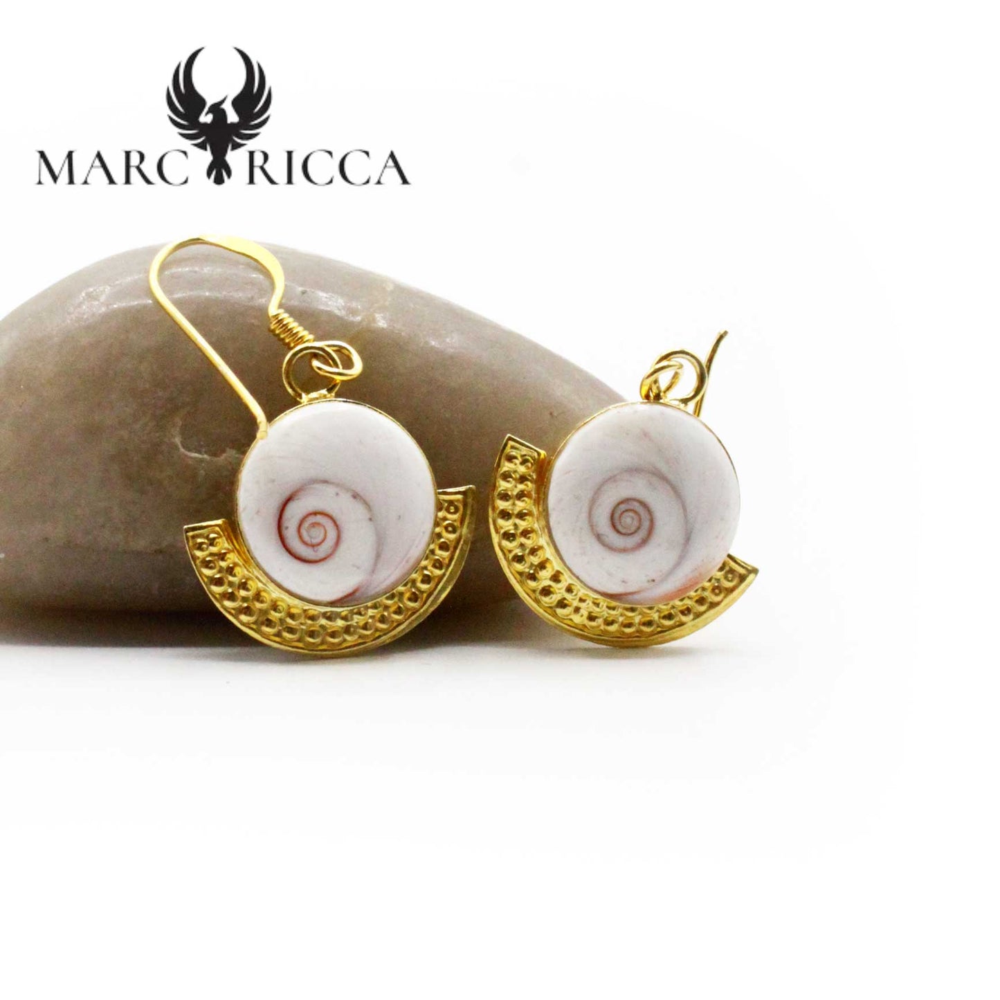Boucles Argent Œil de St-Lucie Demi-cercles