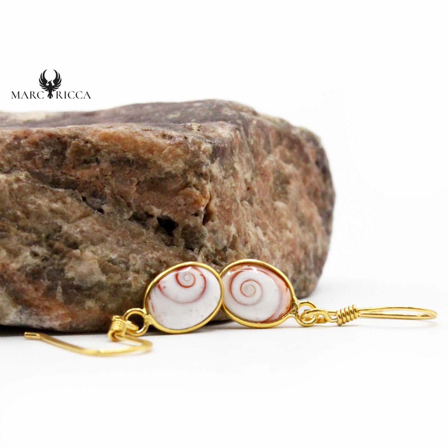 Boucles Argent Œil de St-Lucie Ovales Dos Naturel