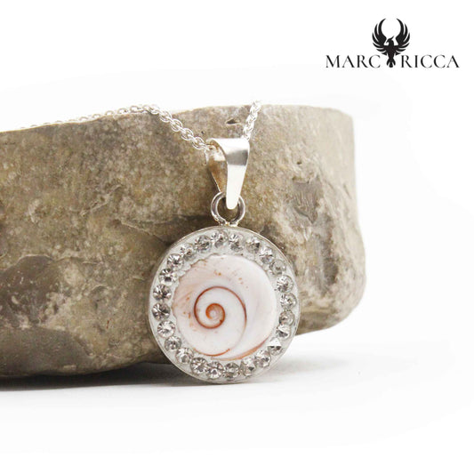 Pendentif Argent Œil de St-Lucie Rond Strass