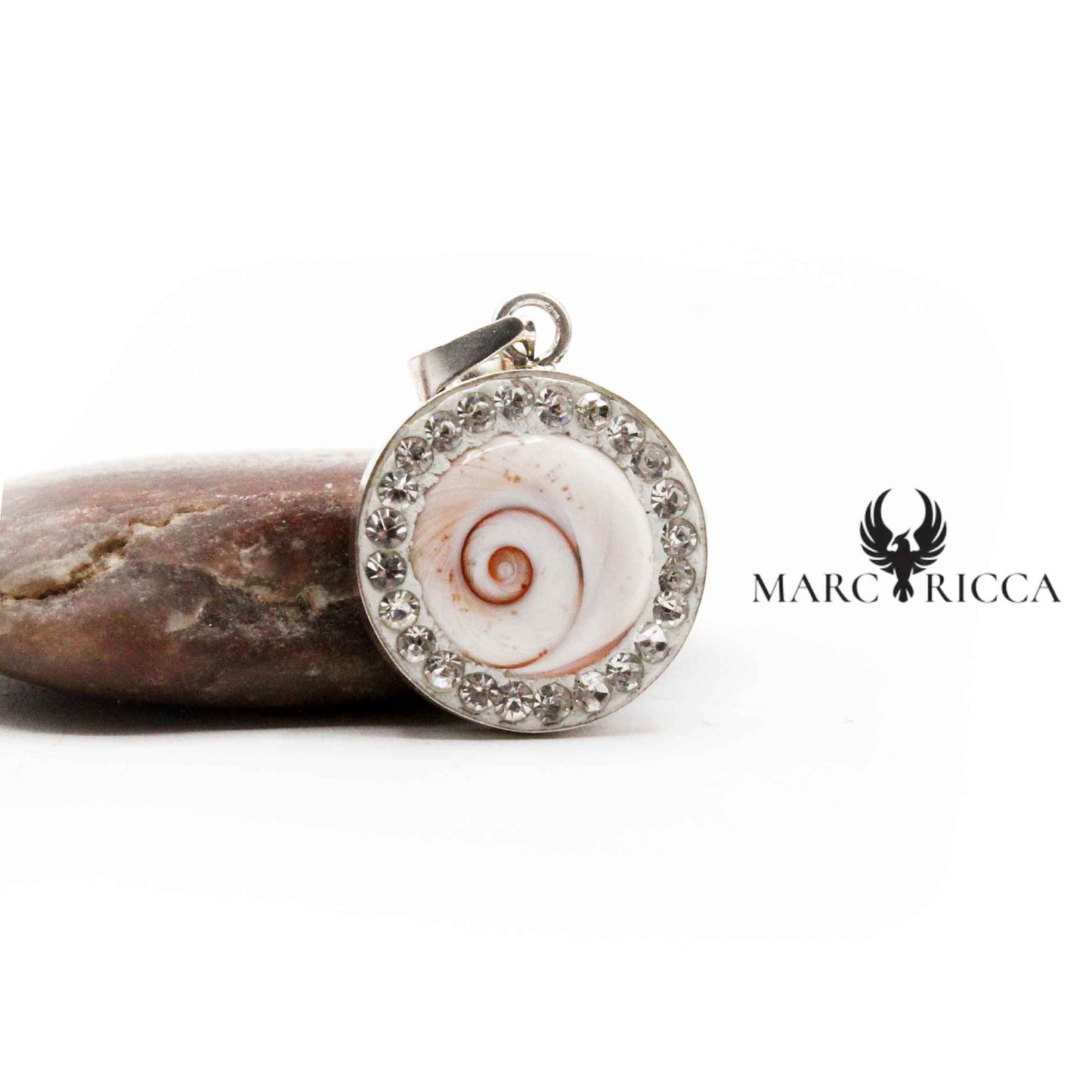 Pendentif Argent Œil de St-Lucie Rond Strass