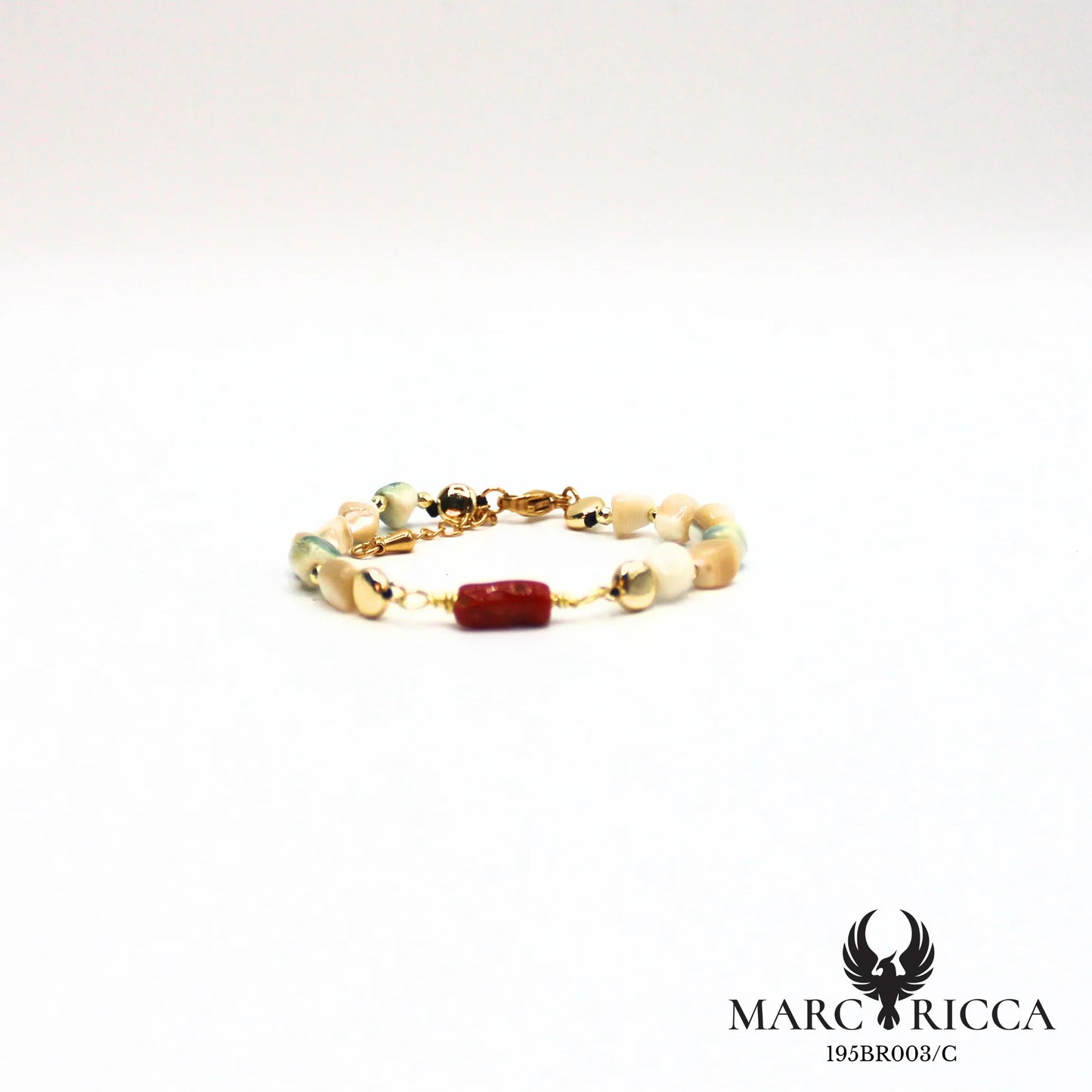 Bracelet nacre et corail en acier