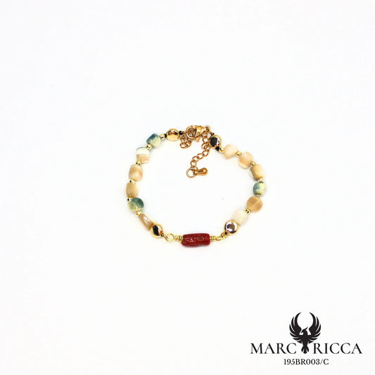 Bracelet nacre et corail en acier