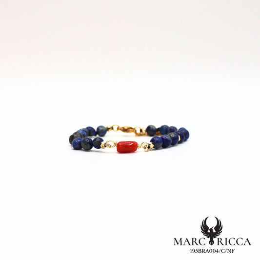 Bracelet pierres et corail en acier