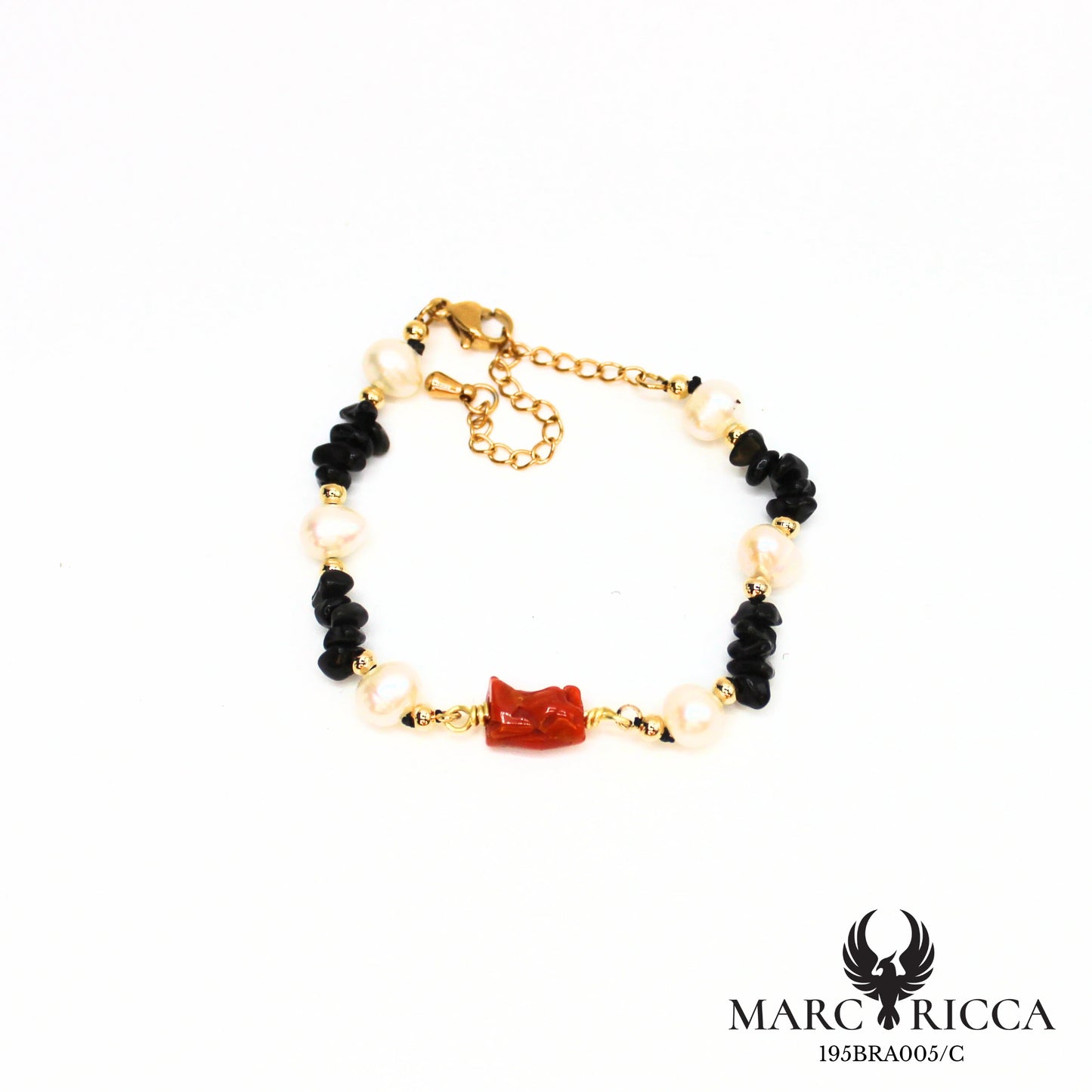 Bracelet en acier perles et corail tube