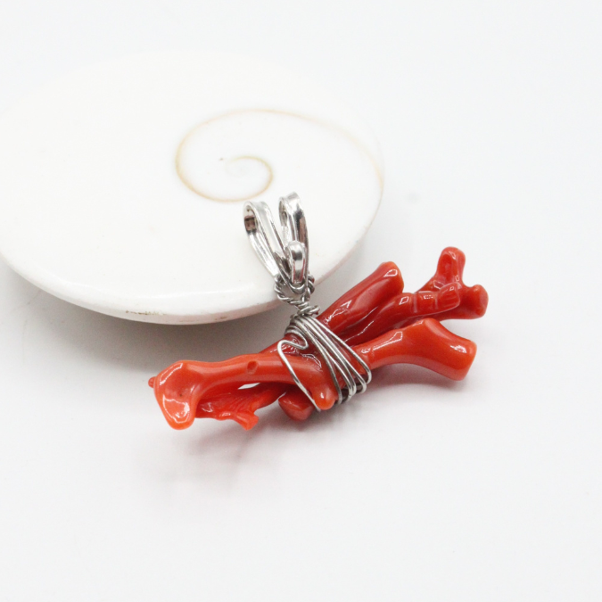 Pendentif Argent Fagot de corail