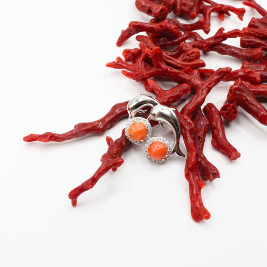 Pendentif Argent Dauphins & Corail