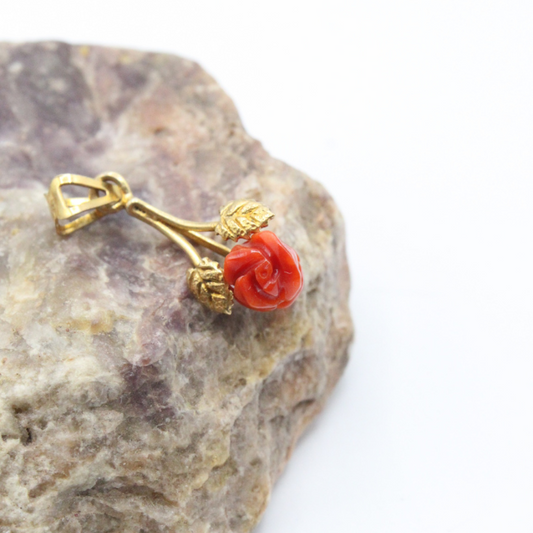 Pendentif Argent Rose en Corail