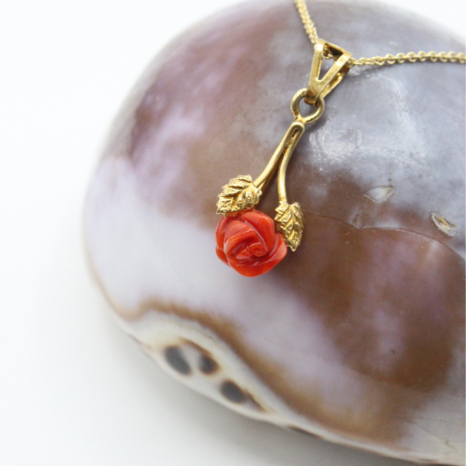 Pendentif Argent Rose en Corail