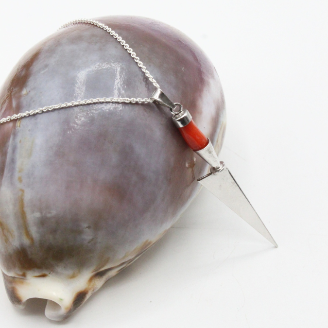 Pendentif Argent Stylet en Corail
