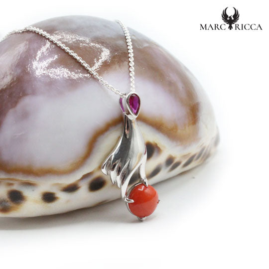 Pendentif Argent Main Argentet Corail