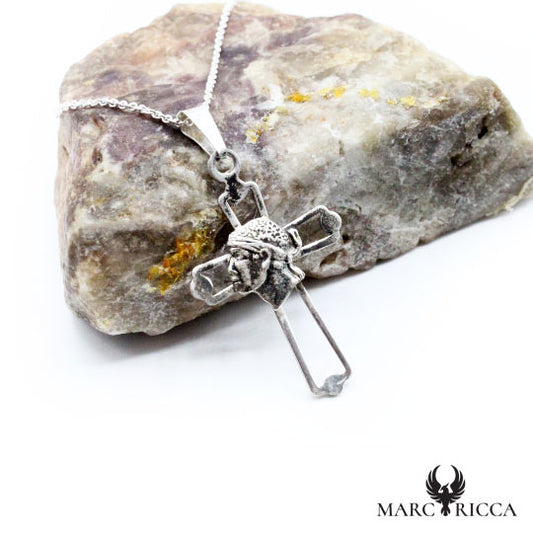 Pendentif Argent Croix & Tête de Maure