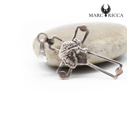 Pendentif Argent Croix & Tête de Maure