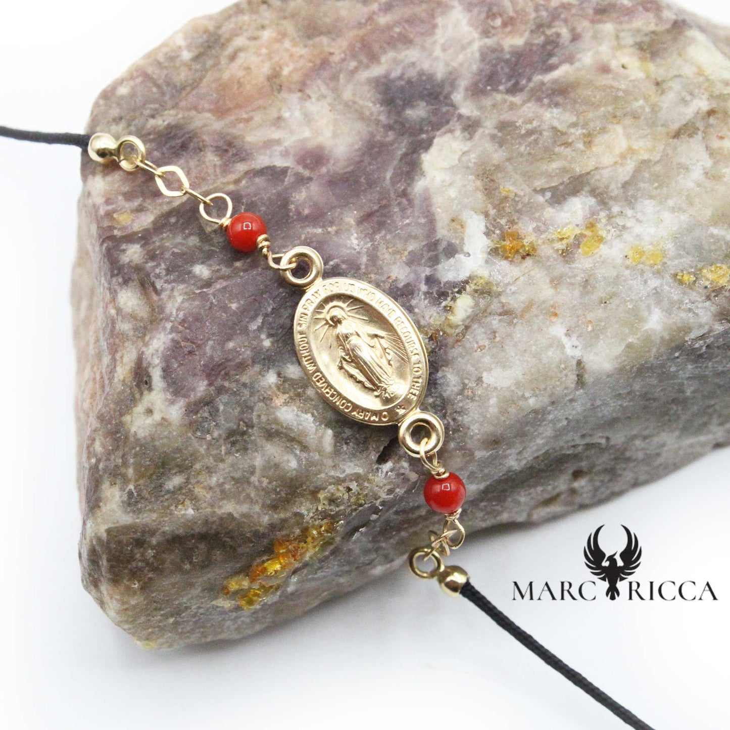 Bracelet Or Cordon Madone & Corail