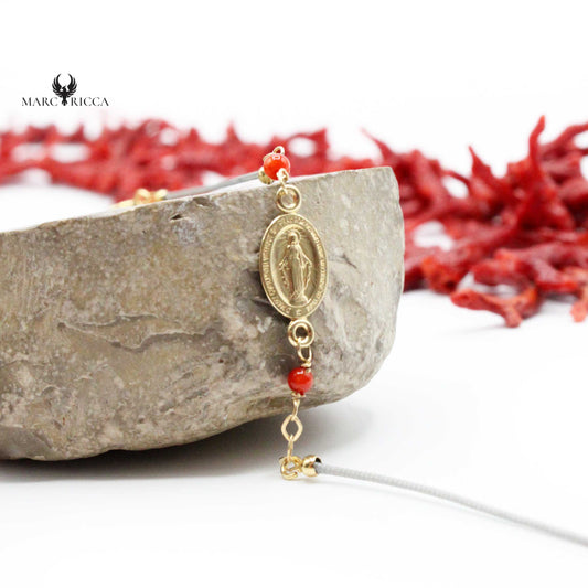 Bracelet Or Cordon Madone & Corail