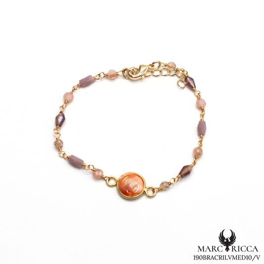 Bracelet perles de cristal avec Œil de Sainte Lucie en Vermeil