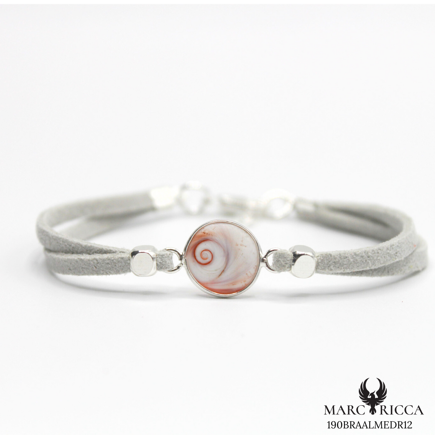 Bracelet en Argent / Vermeil et alcantara avec Œil de Sainte Lucie