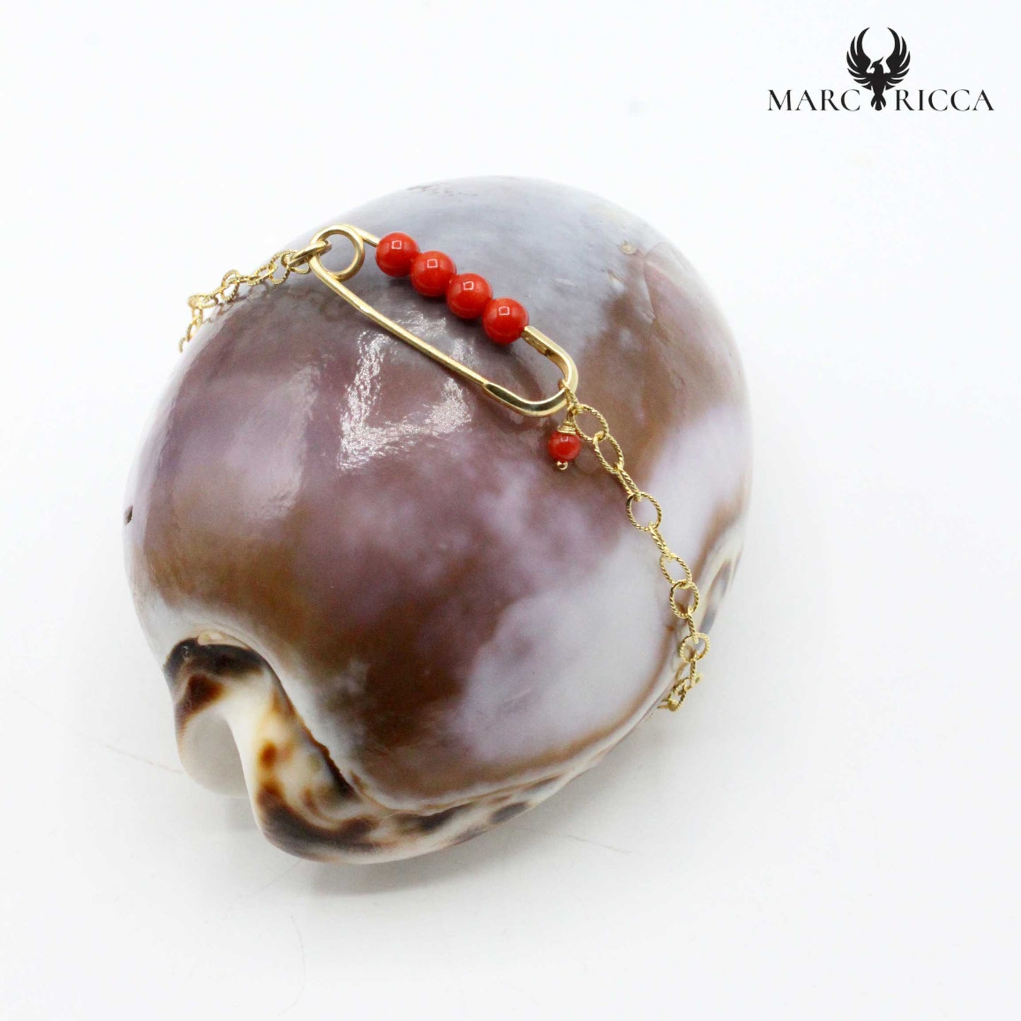 Bracelet Argent Corail Perles Broche