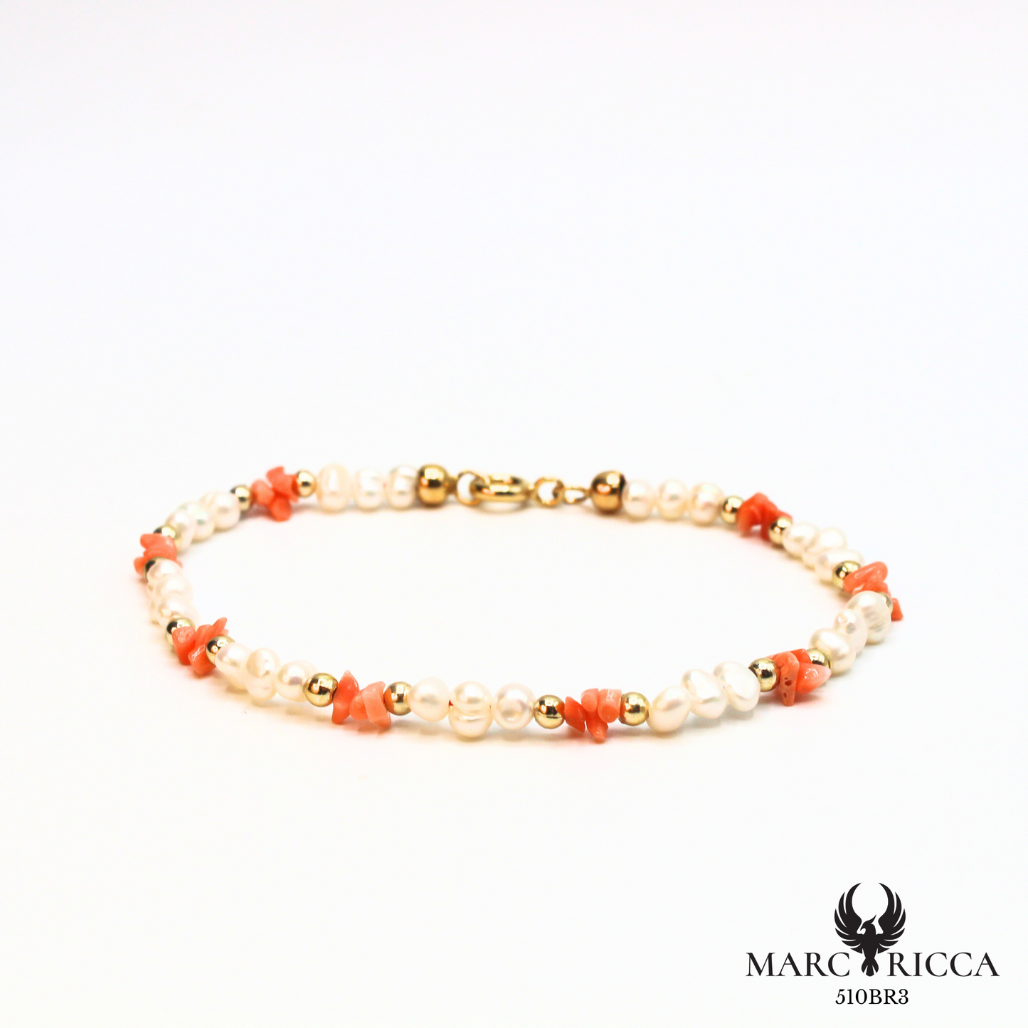 Bracelet Corail rose Cupolino & perles
