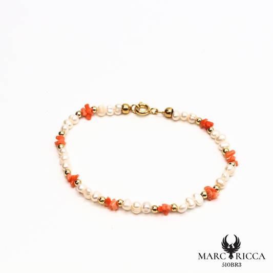 Bracelet Corail rose Cupolino & perles