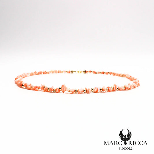 Collier corail rose et perles en vermeil