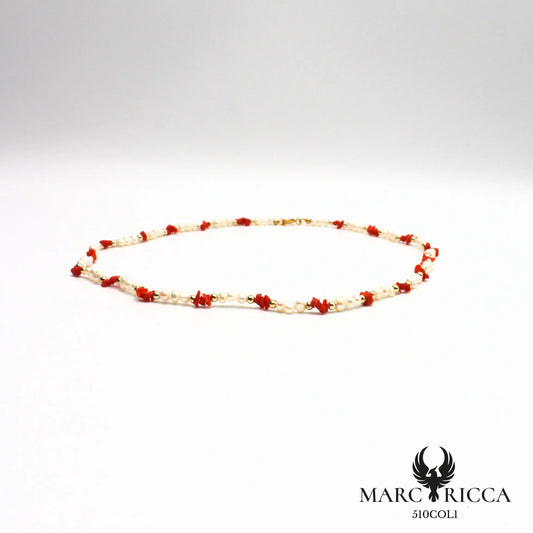 Collier corail & perles nacrées en vermeil