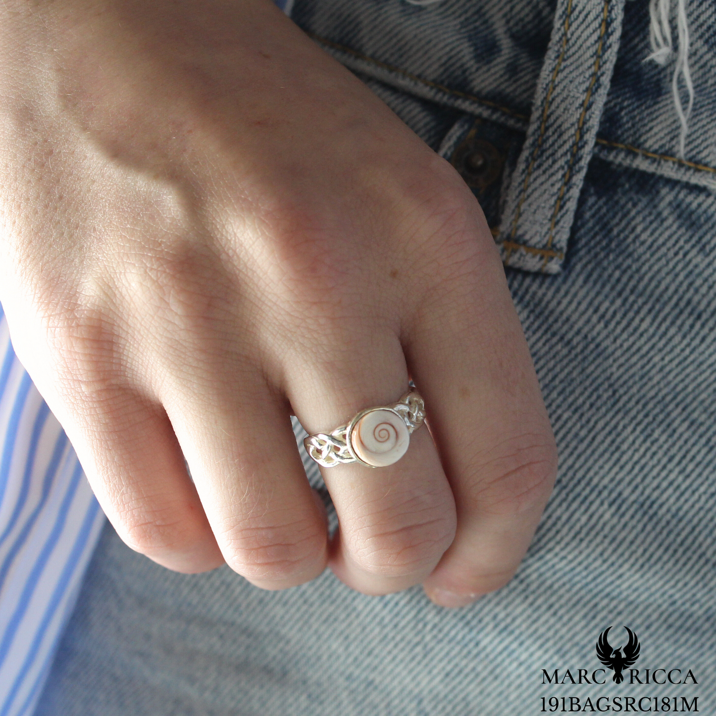 Bague Argent Œil Sainte Lucie Tresse