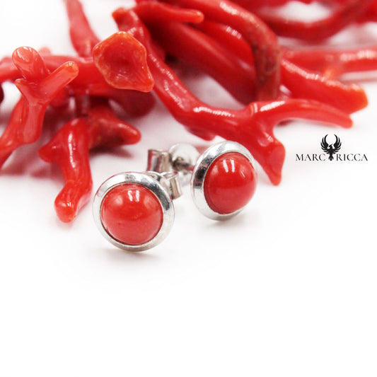 Boucles Argent Rondes Corail