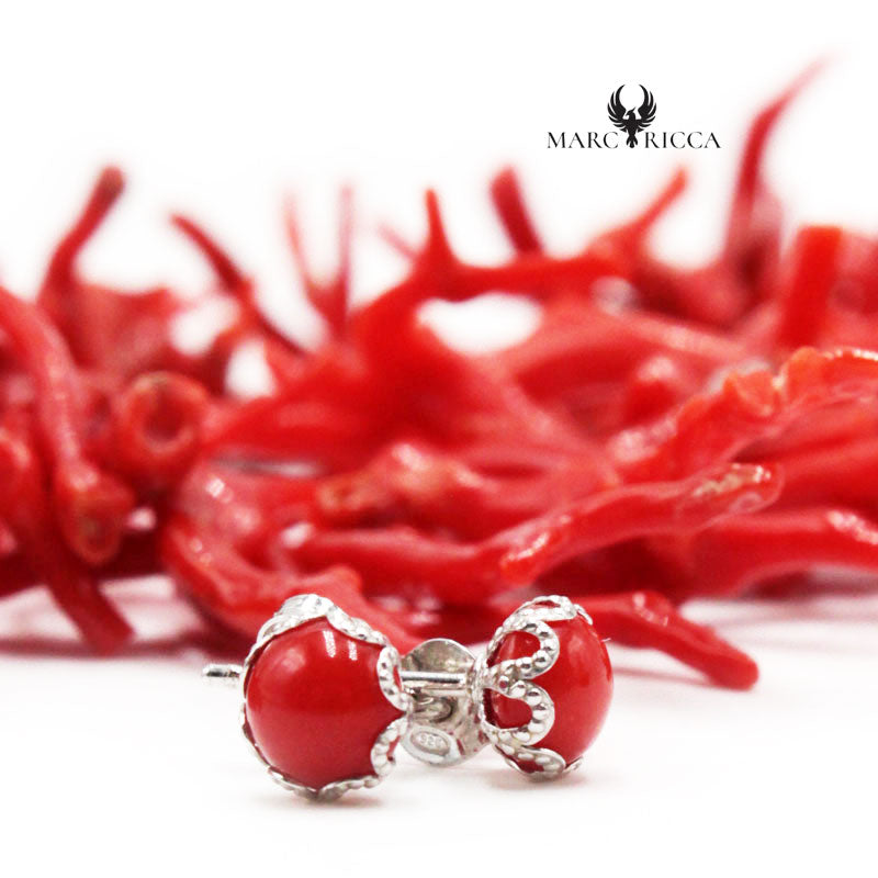 Boucles Argent Rondes Corail