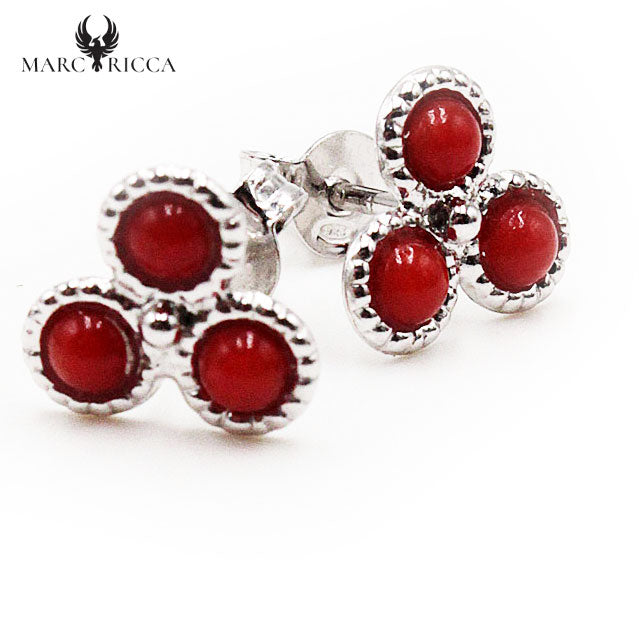 Boucles Argent Corail 3 Perles