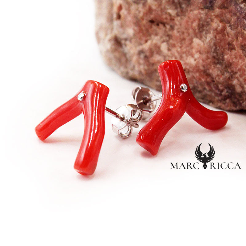 Boucles Argent Branches de Corail